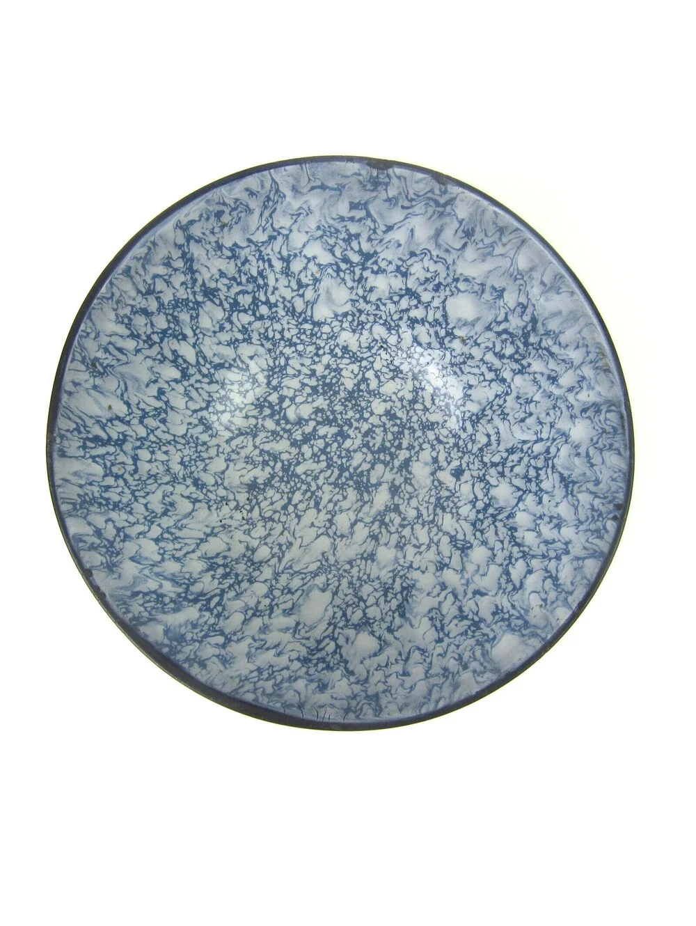 Antique Graniteware Mixing Bowl Blue Swirl 8